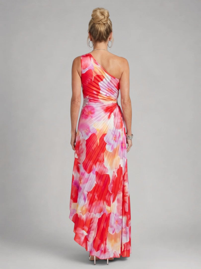 Melanie | One-Shoulder-Midikleid mit Plisseefalten