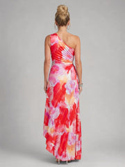 Melanie | One-Shoulder-Midikleid mit Plisseefalten