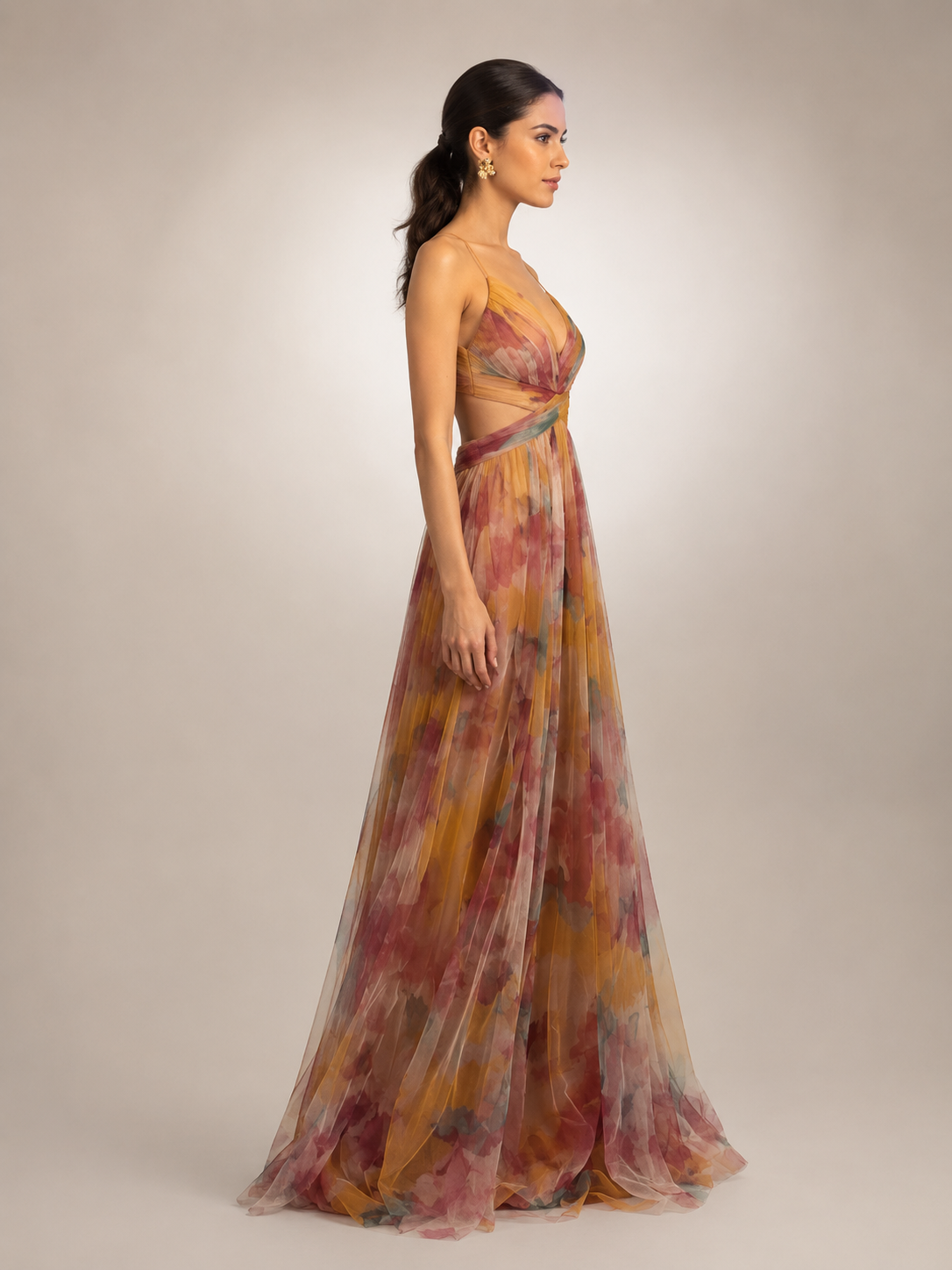 Aurelia | Tüll-Abendkleid mit Aquarell-Print
