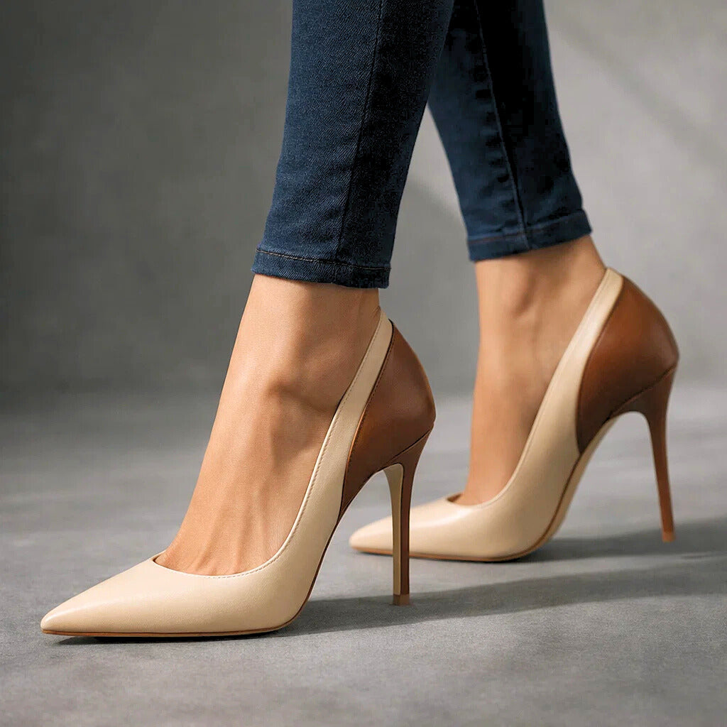 Ottilie | Spitze Stiletto-Pumps im Colorblocking-Design – Ansicht 01