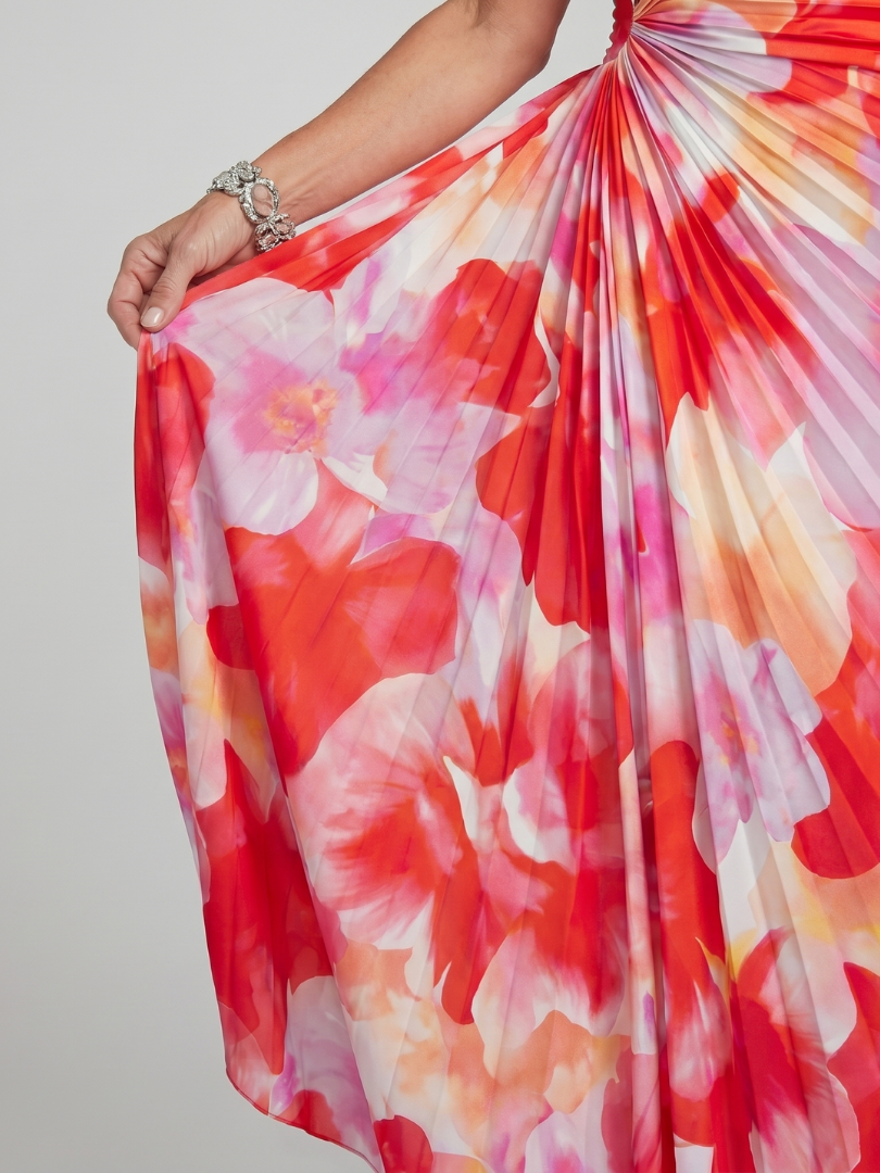 Rosalinde Schulterfreies Plissee-Midikleid – Ansicht 01