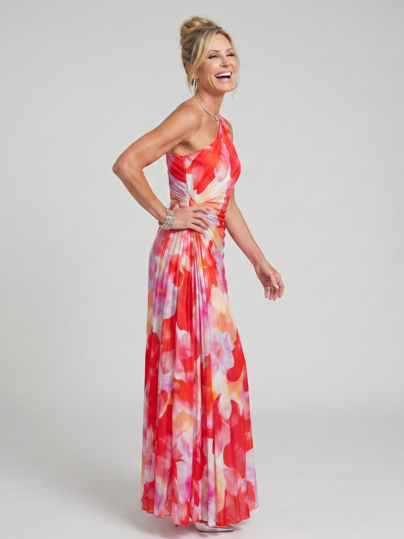 Rosalinde Schulterfreies Plissee-Midikleid – Ansicht 01