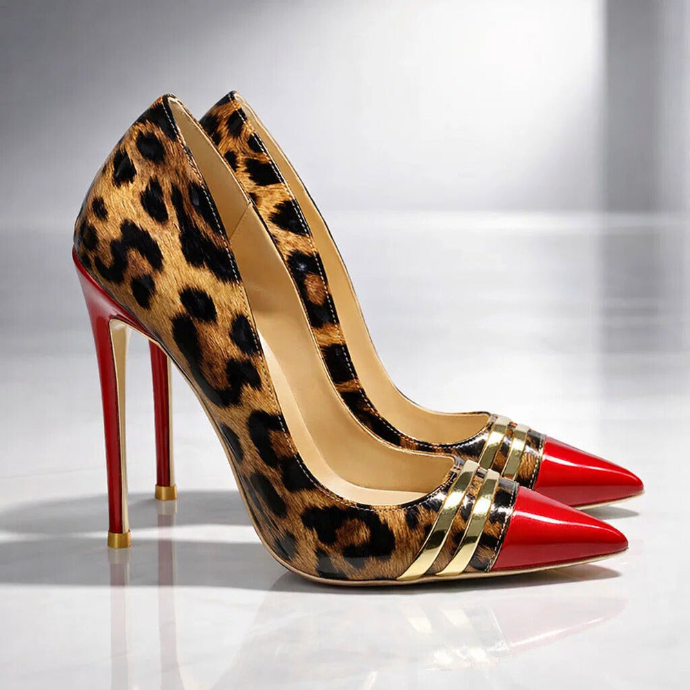 Roswitha | Spitze Stiletto-Pumps im Leopardprint – Ansicht 01