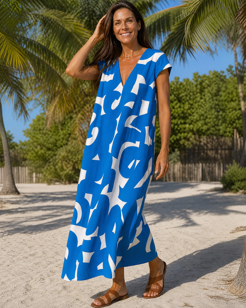 Emma | Gemustertes Midi-Kleid – Bild 4