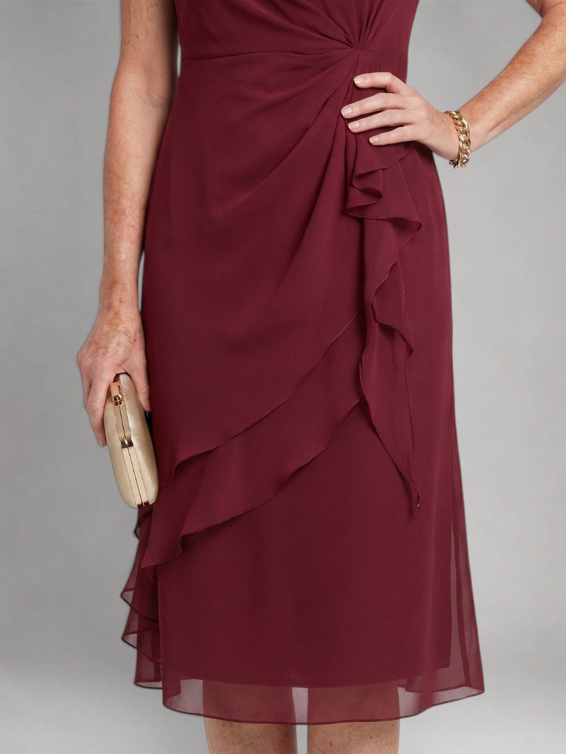 Sandra | Kurzärmeliges Stufen-Midikleid