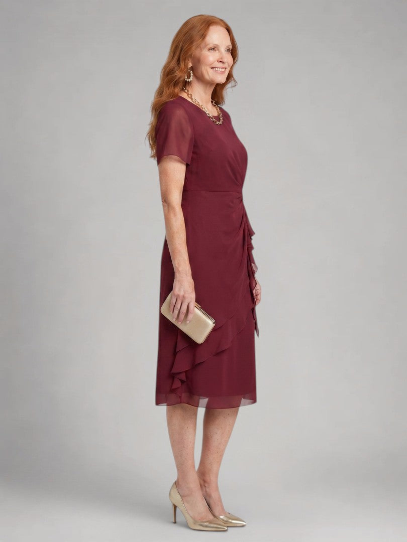 Sandra | Kurzärmeliges Stufen-Midikleid