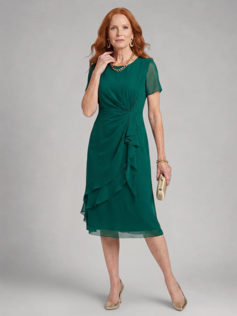Sandra | Kurzärmeliges Stufen-Midikleid