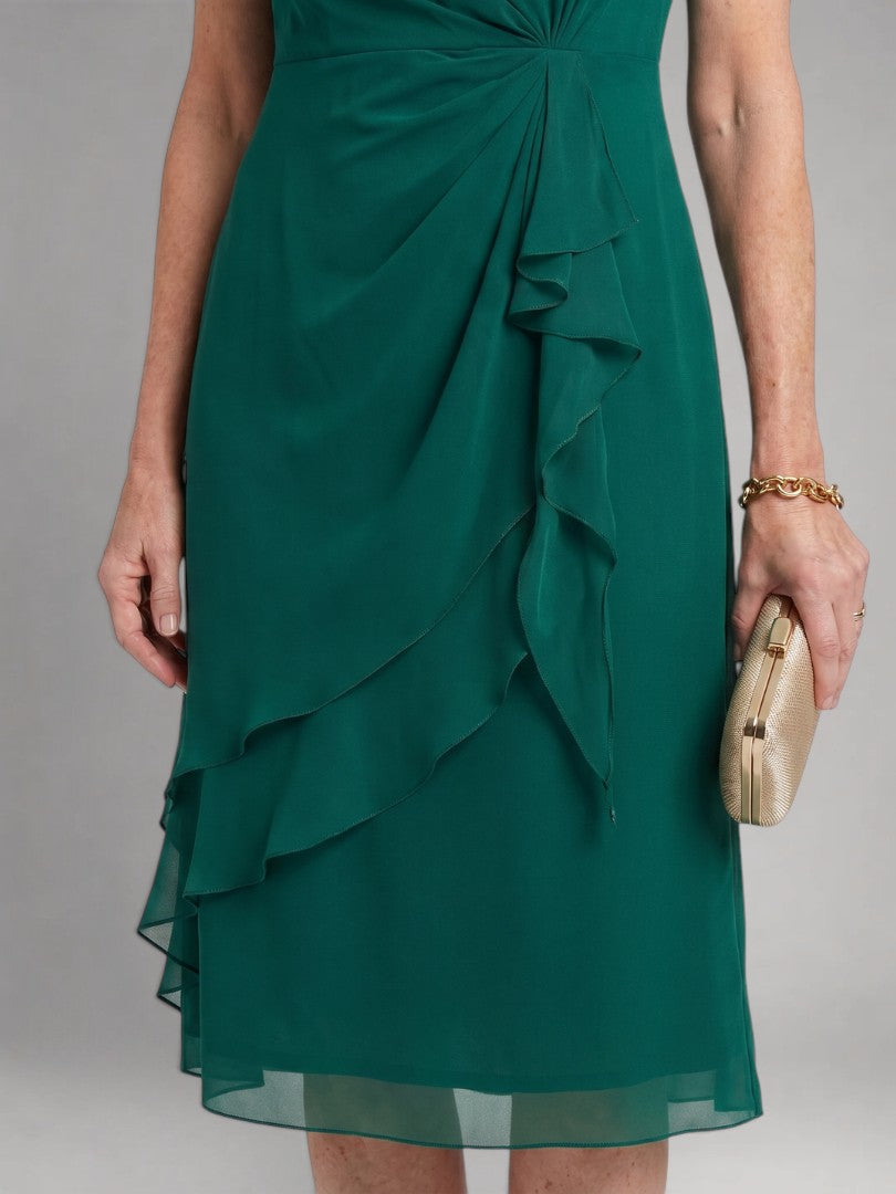 Sandra | Kurzärmeliges Stufen-Midikleid