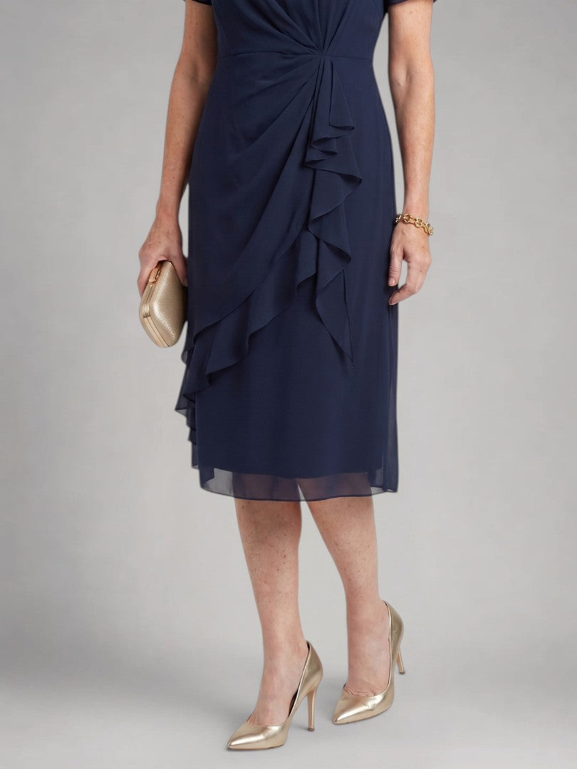 Sandra | Kurzärmeliges Stufen-Midikleid