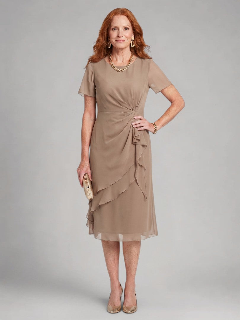 Sandra | Kurzärmeliges Stufen-Midikleid