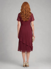 Sandra | Kurzärmeliges Stufen-Midikleid