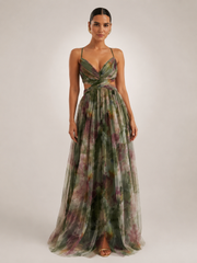 Aurelia | Tüll-Abendkleid mit Aquarell-Print